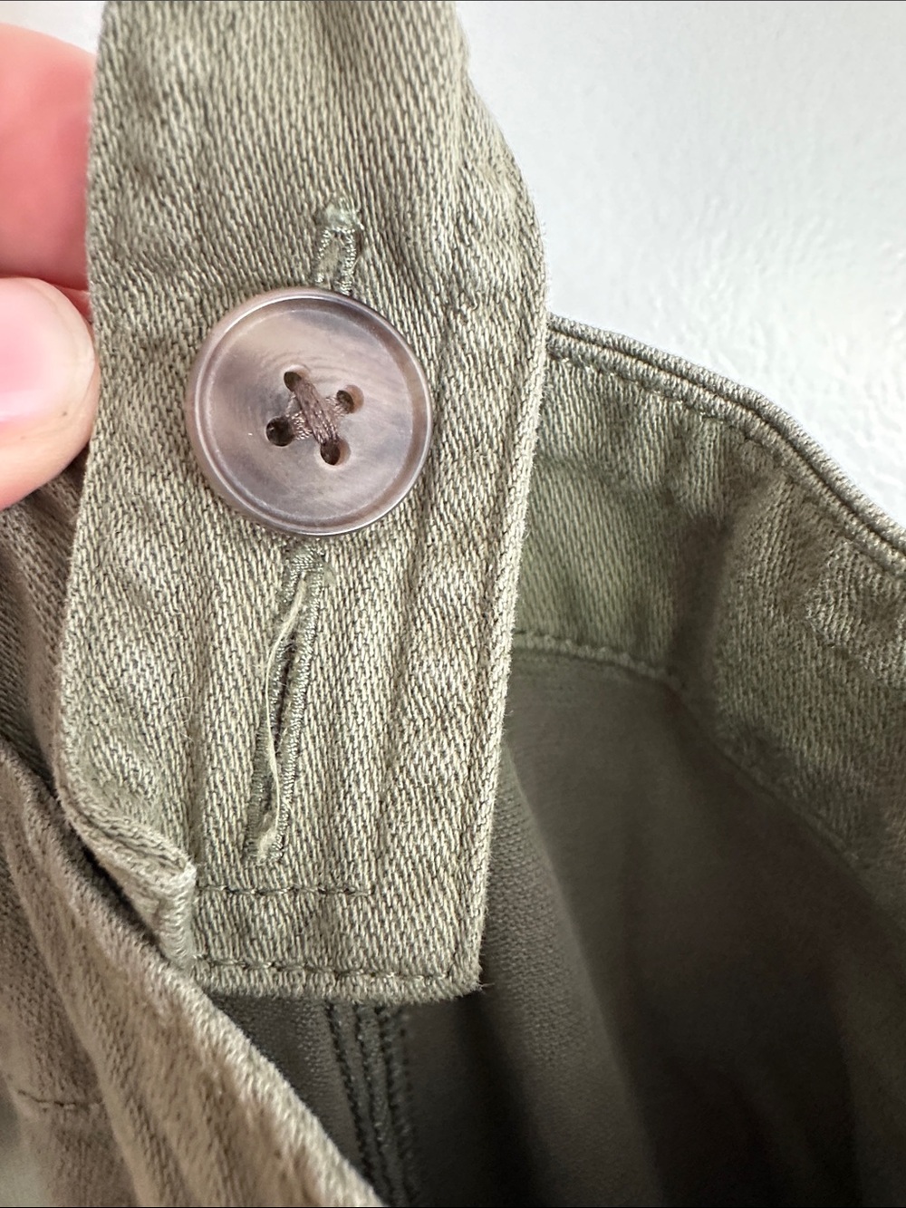 GAP Olive Button-Front Midi Dress - Picture 3 of 4